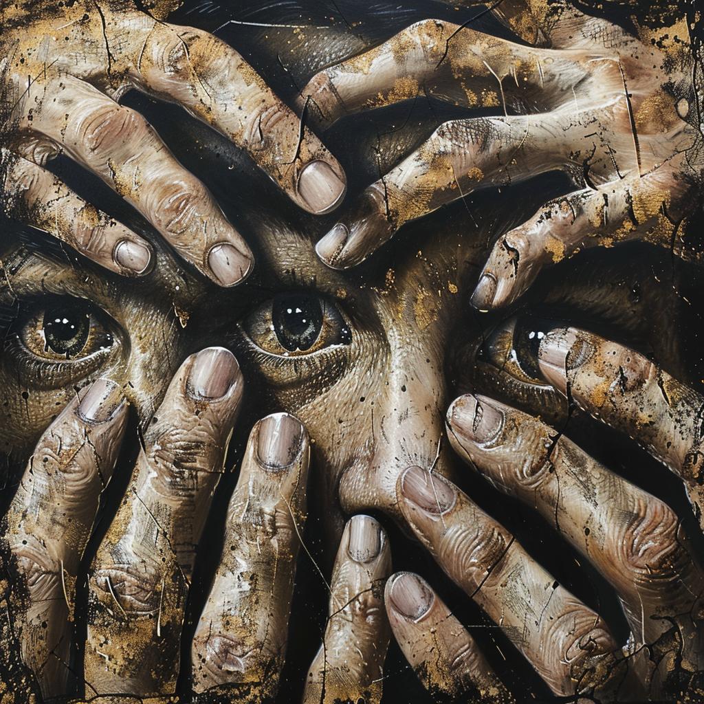 أيدي عيون سريالية لوحة فنية تجريدية تعبير عن المشاعر مظلم بصري 971844