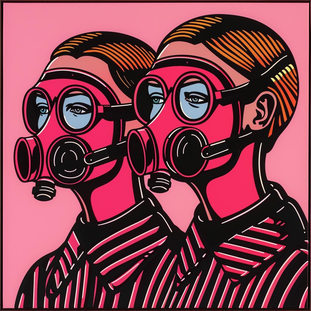 gasmasks  album  cover  minimal  bold  symmetry  artnouveau  illustration  colorful  modern 1022839