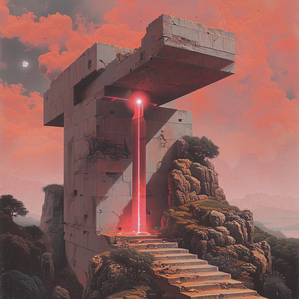 creative  surreal  album  cover  introspective  occult  technicolor  lighting  building  stairs 974291