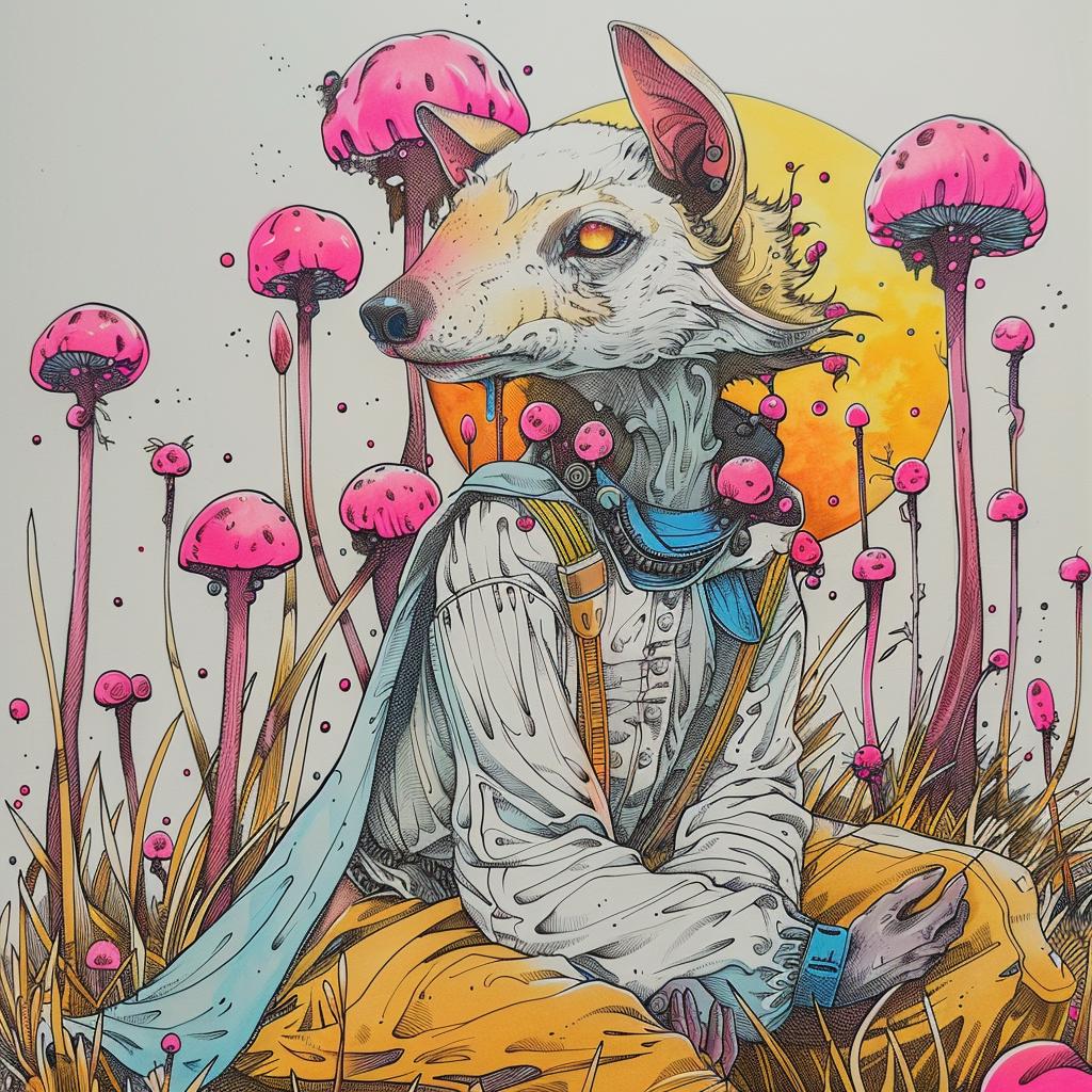 fox  grass  mushrooms  drawing  naturalistic  occult  spiritual  Kate  Baylay  art 925565