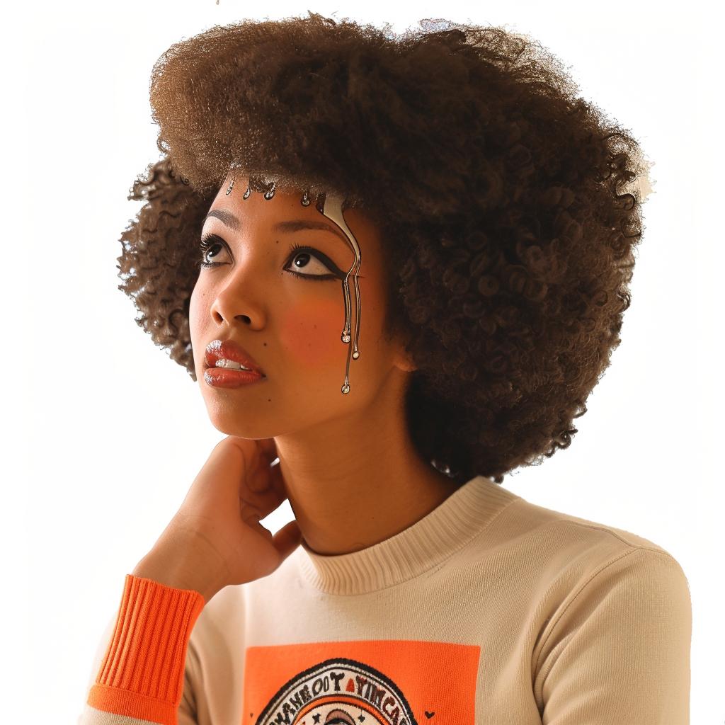 PopArt  model  sweater  afro  makeup  colorful  stylized  dripping  white  background 934863