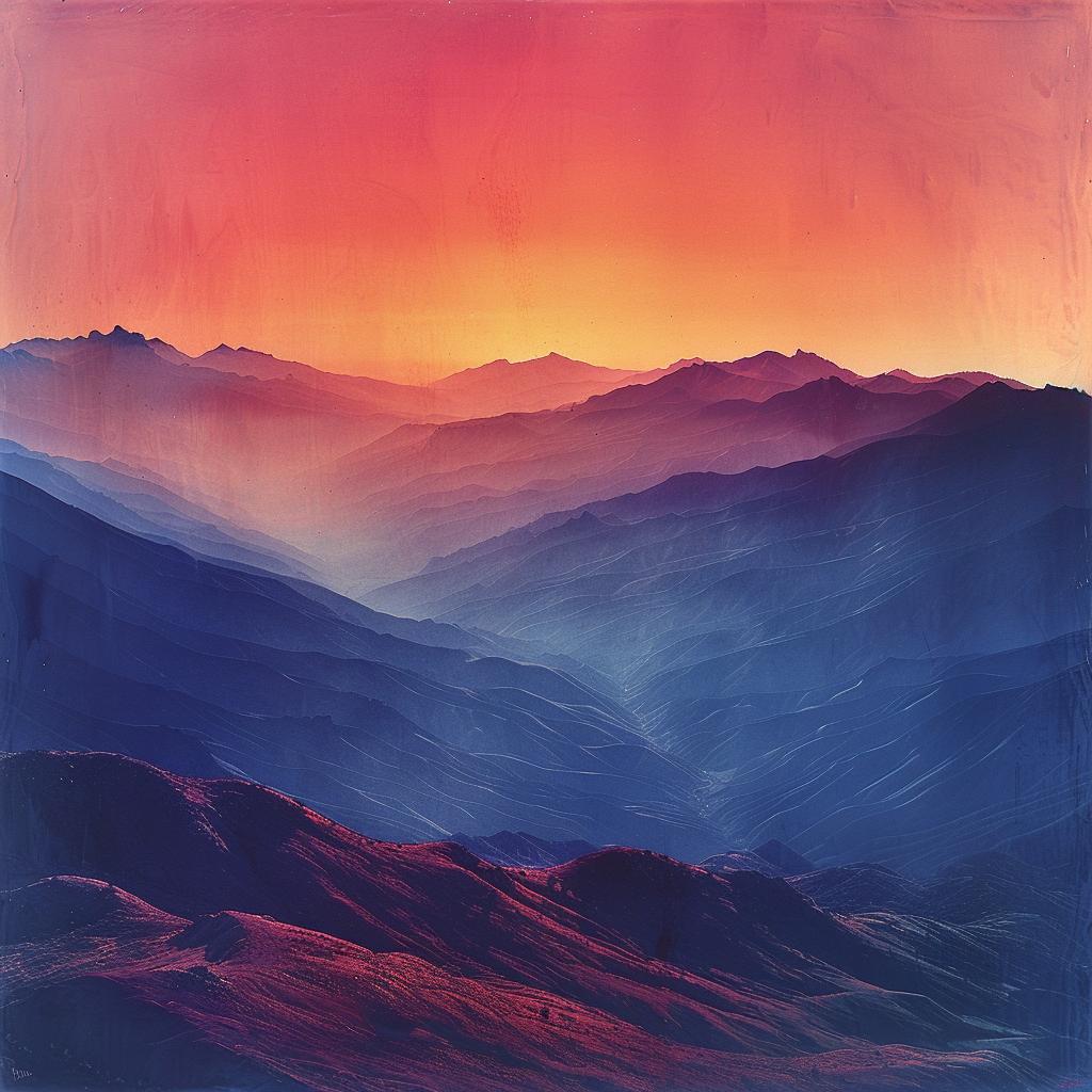 EdRuscha غروب الشمس الجبال الإضاءة الطبيعية الحجمية المناظر الطبيعية الملونة الهدوء الفن 1026444