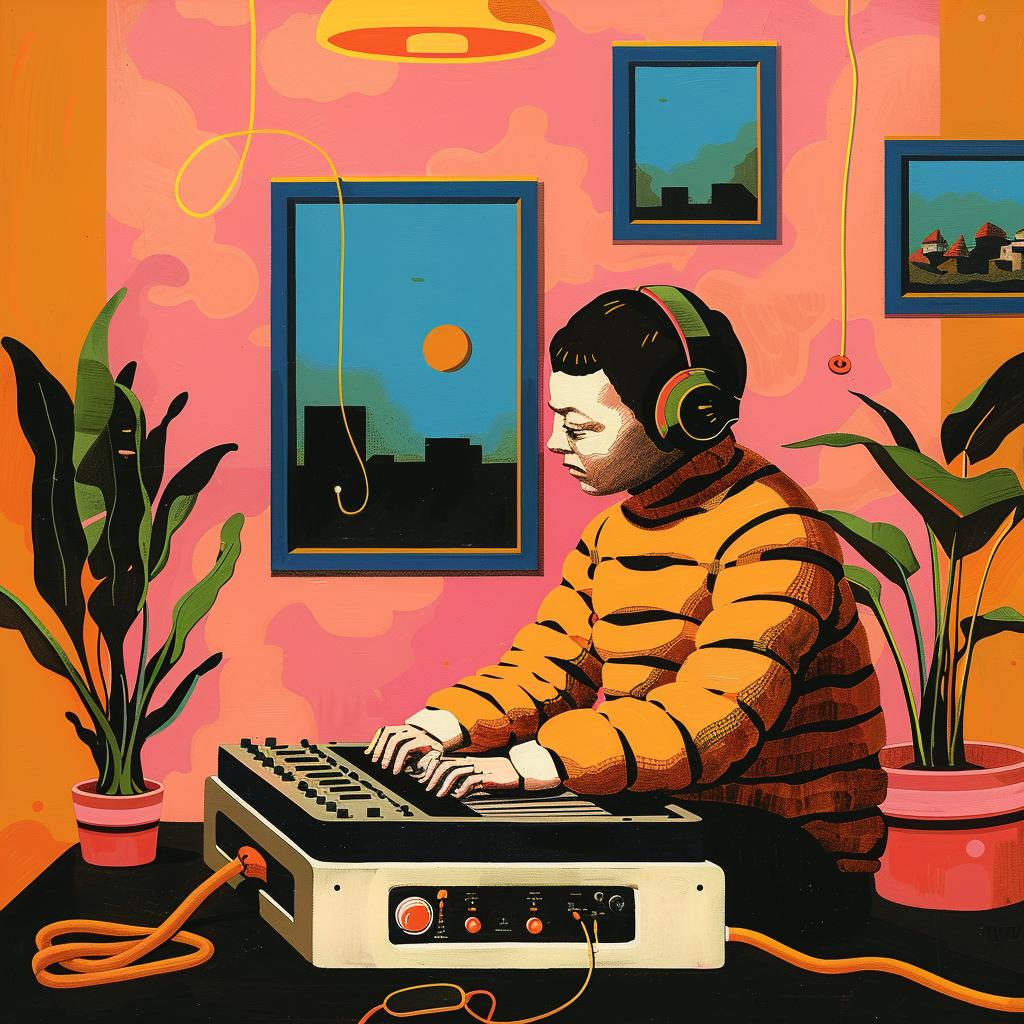 surreal  album  cover  painting  man  keyboard  window  colorful  creative  music 1018790