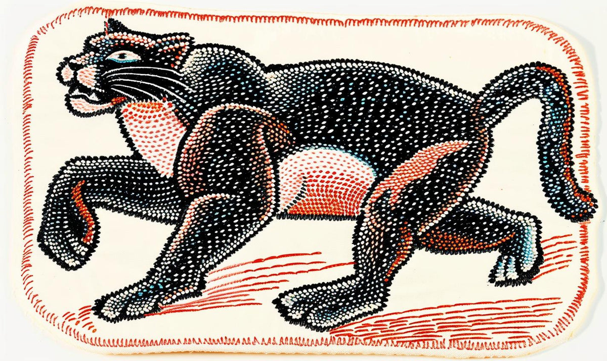 panther  embroidery  leap  anatomical  black  cat  red  spotted  art  design 961031