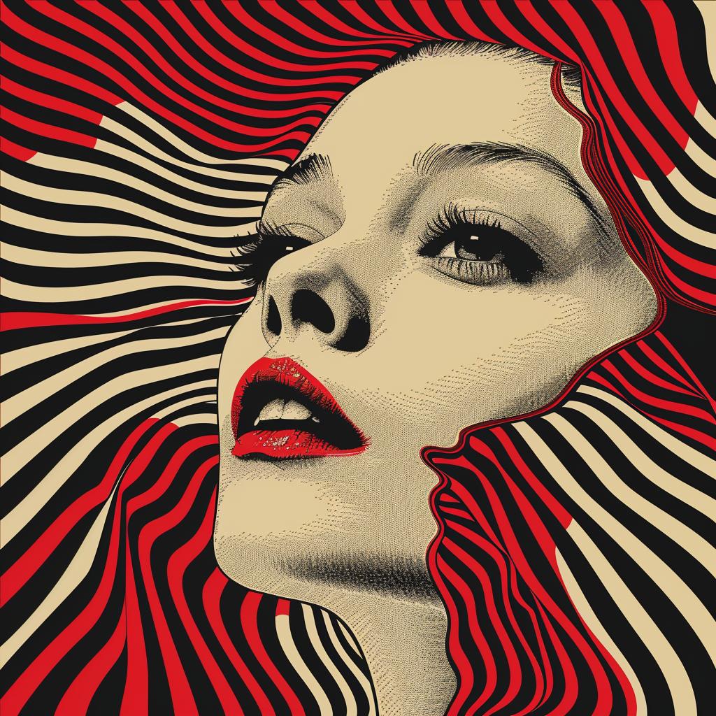album  cover  red  cream  vector  collage  patterns  woman  face  design 918139