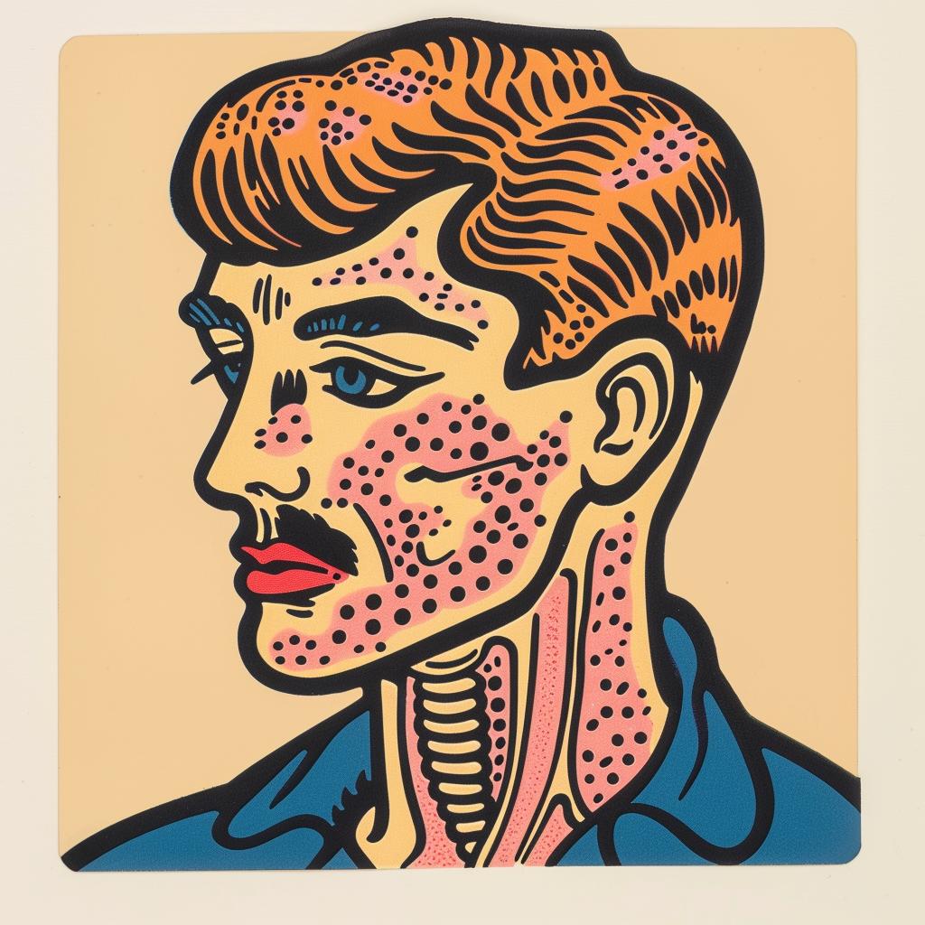 ملصق فني إبداعي بصري بسيط لرجل تشريحي سريالي ببقع وجه رقم 961547