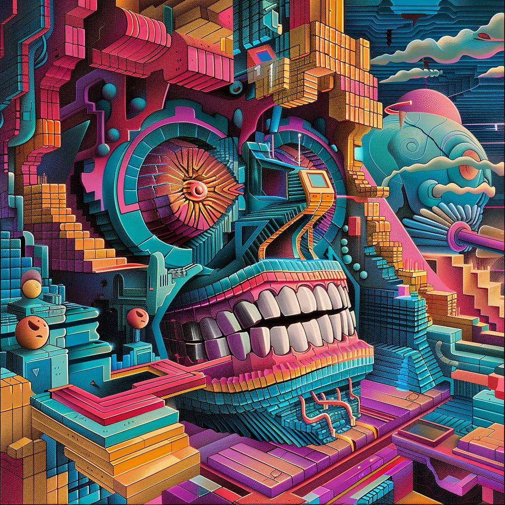album  cover  skull  colorful  painting  trippy  abstract  synthwave  Nychos  1980s 960730
