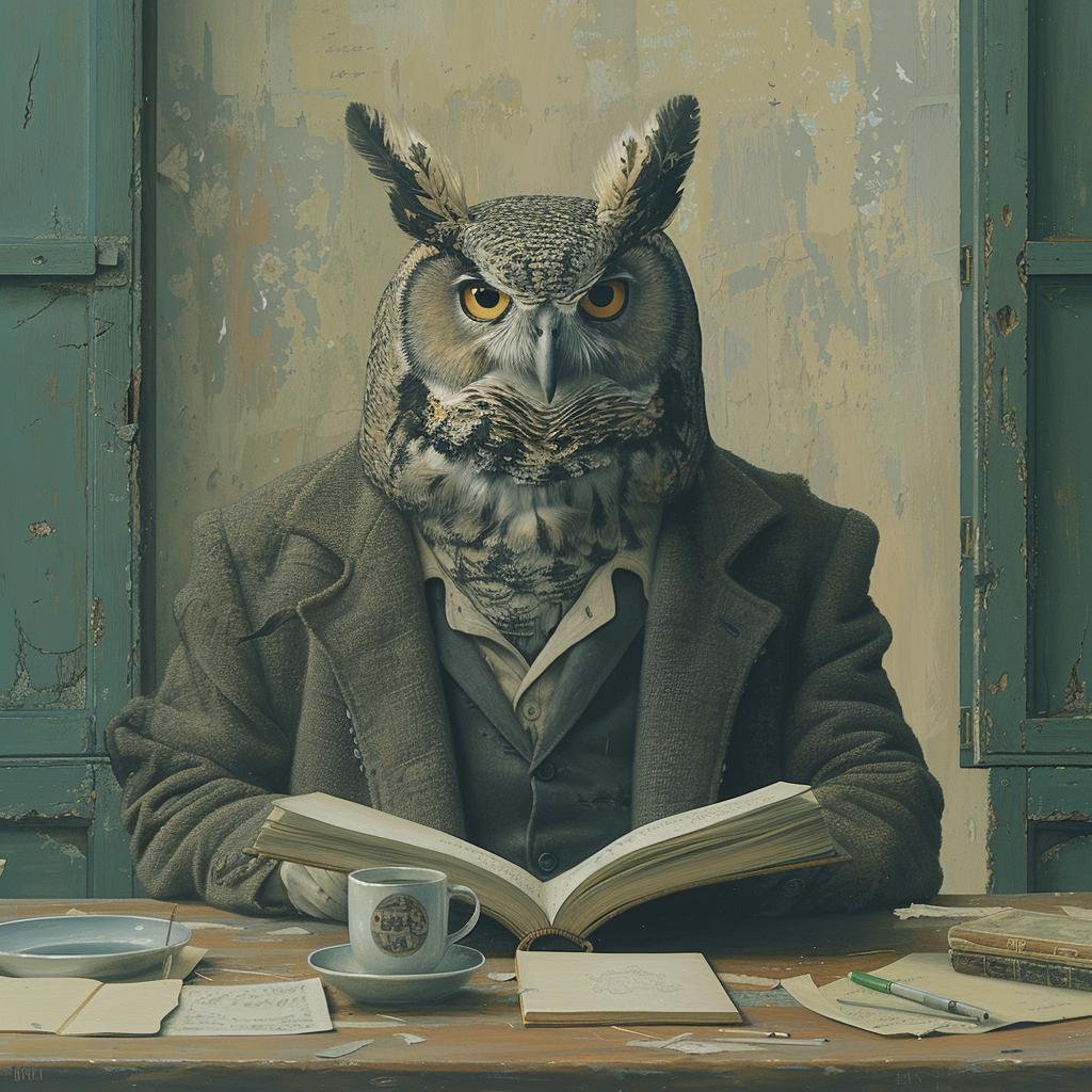 owl  desk  coffee  spiritual  introspective  naturalistic  terror  painting  book  professor 975483