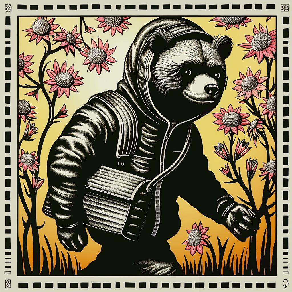 thief  bear  poster  jacket  backpack  artwork  animals  cartoon  whimsical  illustration 1033159