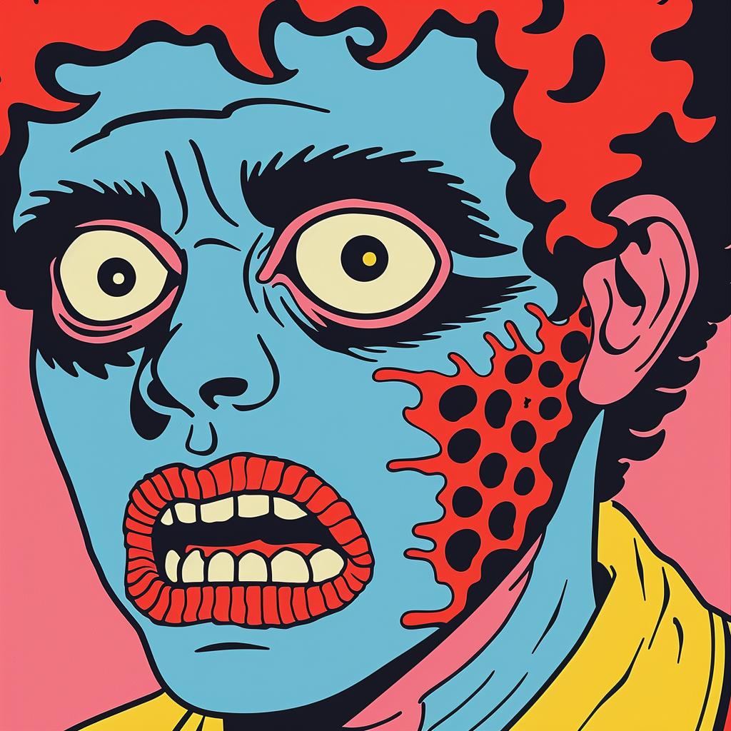 popart  zombie  monster  futuristic  horror  illustration  red  hair  vibrant  colorful 945530