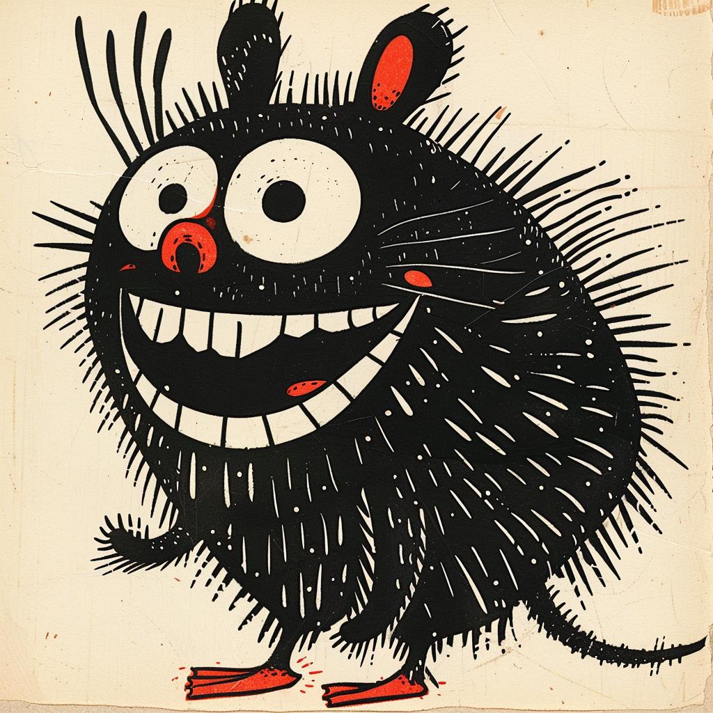 panda  rat  hybrid  whimsical  illustration  Gemma  Correll  Basquiat  smile  creature 922938