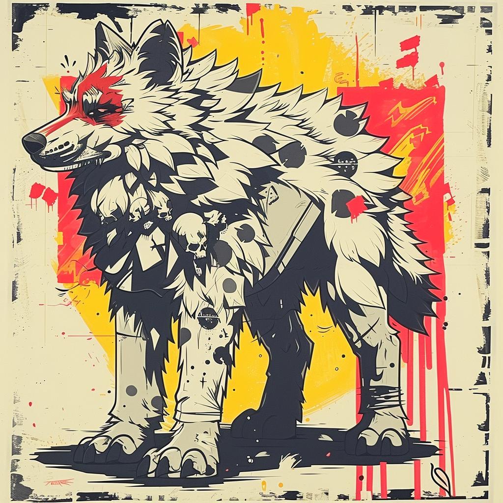 mythical  creature  hybrid  wolf  sheep  painting  fantastical  unique  animal  front 941186
