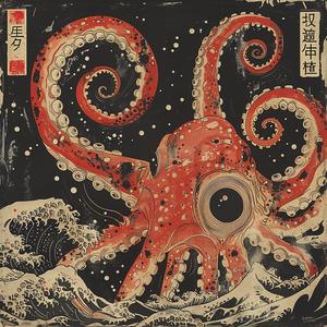 octopus  ocean  japanese  painting  album  cover  surreal  symbolist  risograph  hyper-realistic 1078522