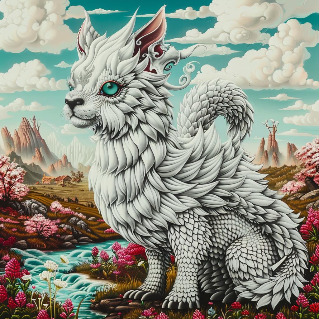 mythical  creature  hybrid  cat  blue  fantasy  painting  unique  nature  exploration 941374