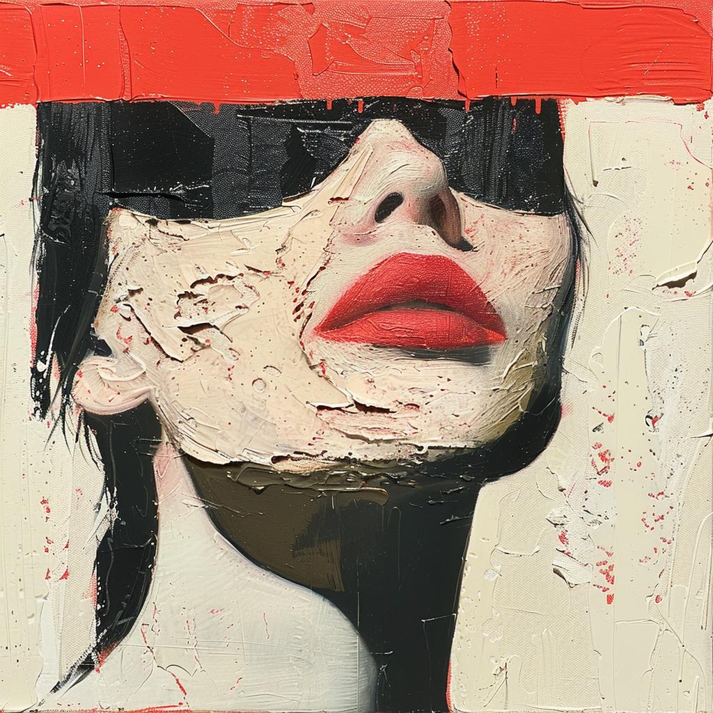 woman  sunglasses  red  hair  80s  album  cover  impasto  palette  knife 963842