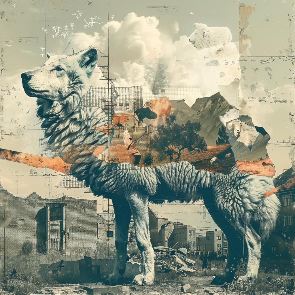 mythical  creature  collage  wolf  building  fantastical  artwork  unique  design  urban 941149