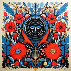 floral  face  blue  red  asymmetrical  dynamic  artnouveau  bold  lineart  graphic 1078619