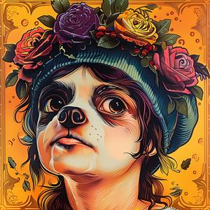 لوحة فنية ملونة لتاج زهرة كلب، رسم حيوان، طبيعة، رسم توضيحي، ملون 1052972