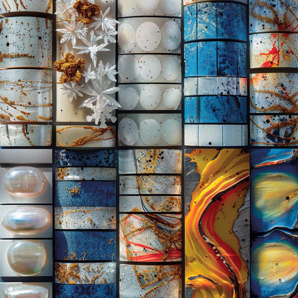 collage  sapphire  iridescence  mother-of-pearl  rose-gold  polished  swirls  reflective  colorful  textures 1017121