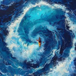 man  kayak  waves  surreal  art  ocean  blue  painting  design  oil 1062906