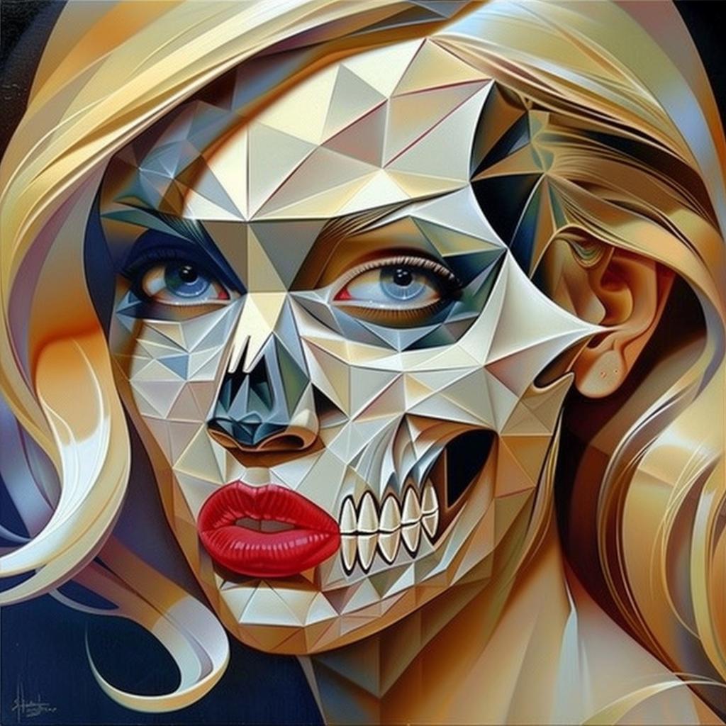 woman  skull  face  art  detailed  mysterious  bold  red  lipstick  stylized 966205