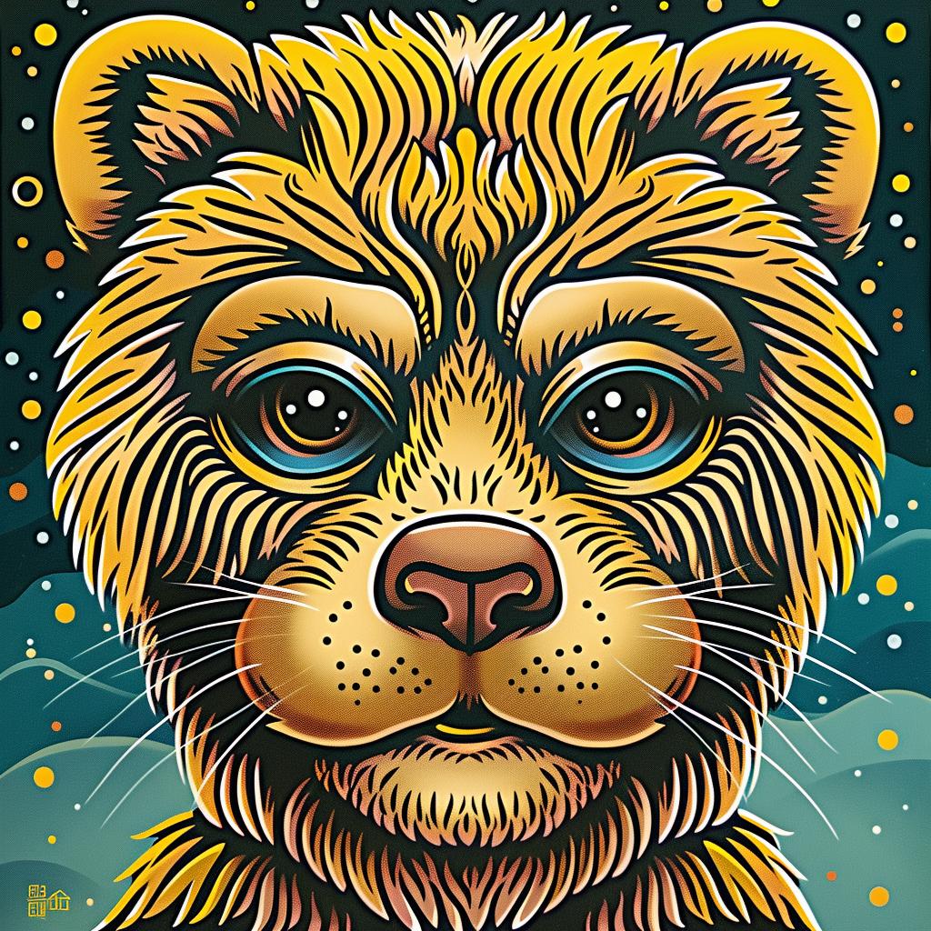 bear  yellow  background  colorful  animal  painting  vibrant  illustration  playful  character 962298
