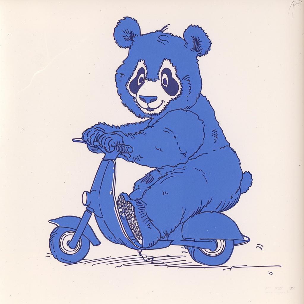 blue  panda  scooter  ride  cute  animal  playful  transport  fun  illustration 941091