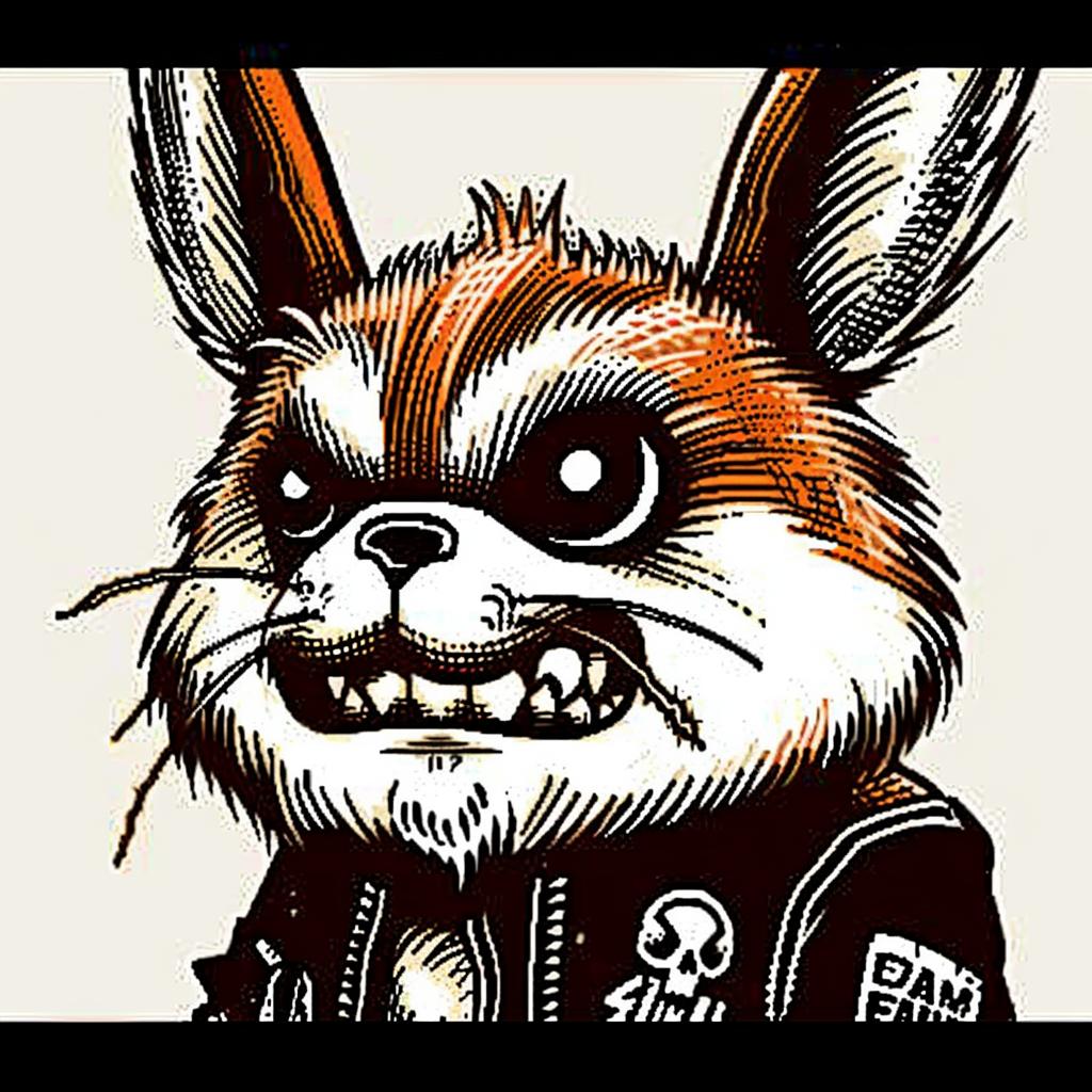 rabbit  cartoon  jacket  knife  dark  edgy  illustration  animal  character  action 940011