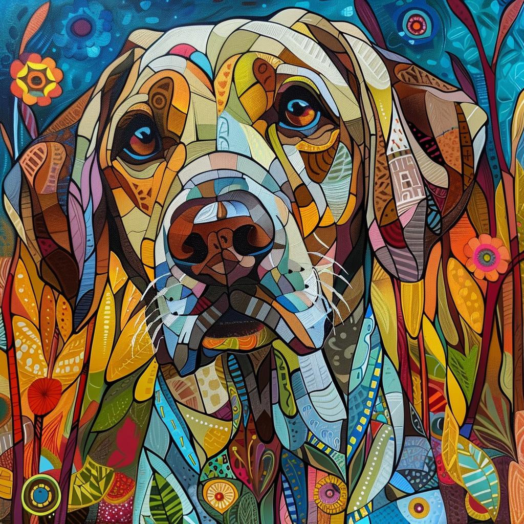 labrador  retriever  mosaic  style  canvas  print  dog  colorful  art  vibrant 938595