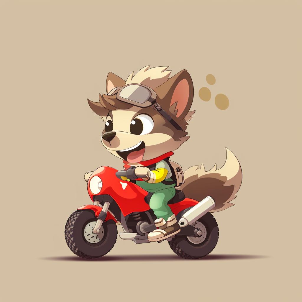 cute  wolf  motorcycle  mini  kawaii  cartoon  animal  adventure  playful  whimsical 939755