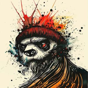 sloth  hat  canvas  chromolithography  chaos  colorful  splash  illustration  art  design 1047770