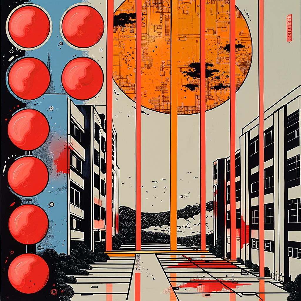 poster  red  sun  abstract  cityscape  futuristic  minimalism  negative  space  details 1022653