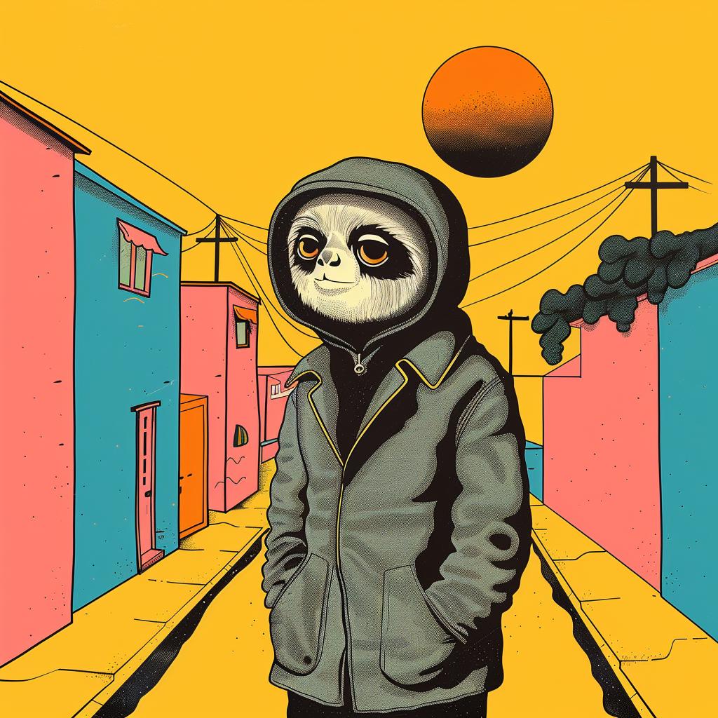 panda  cartoon  hoodie  street  surreal  illustration  creative  colorful  whimsical  playful 1018592