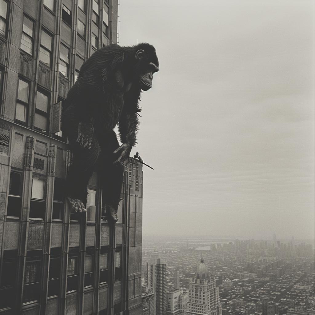 surreal  collage  NYC  chimp  building  high  contrast  monkey  urban  cityscape 970043