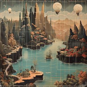 city  river  mountains  landscape  scenic  chromolithography  urban  nature  exploration  art 1040162