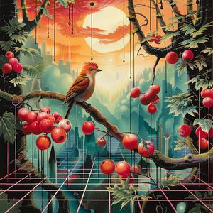 chromolithography  painting  bird  fruit  tree  nature  art  colorful  illustration  fine 1047529