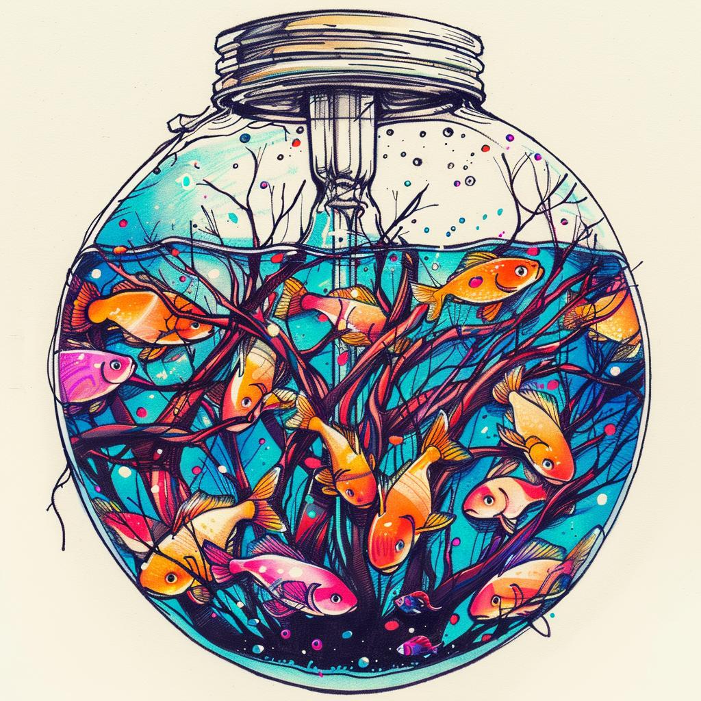 رسم فني لسمكة حوض السمك السائل، رسم توضيحي، إبداعي، ملون، مرئي 940403