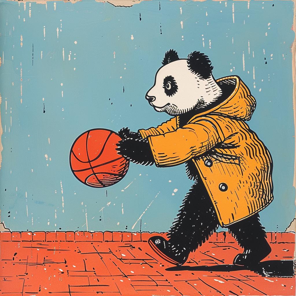 panda  basketball  Norman  Rockwell  painting  animal  sport  artwork  illustration  playful 921953