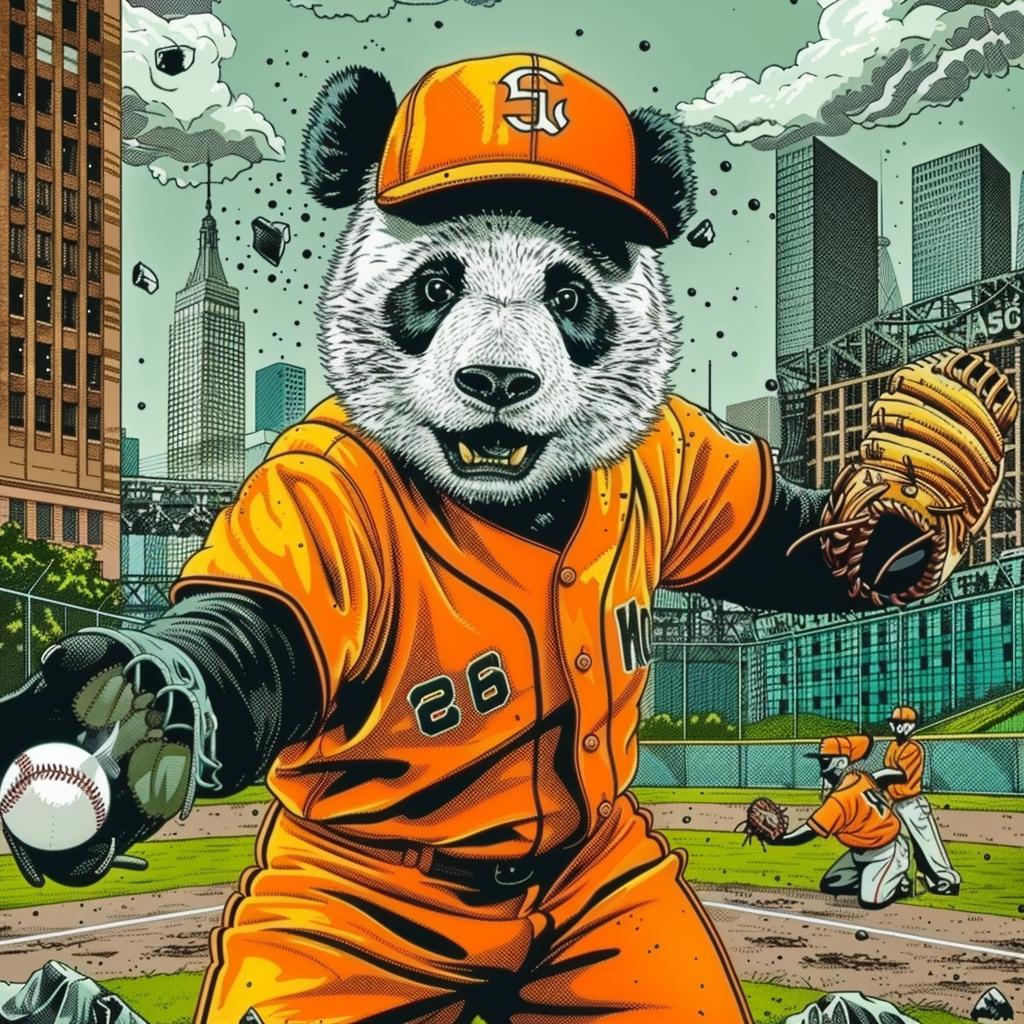 panda  baseball  uniform  hat  cartoon  funny  animal  sport  play  cute 1027405