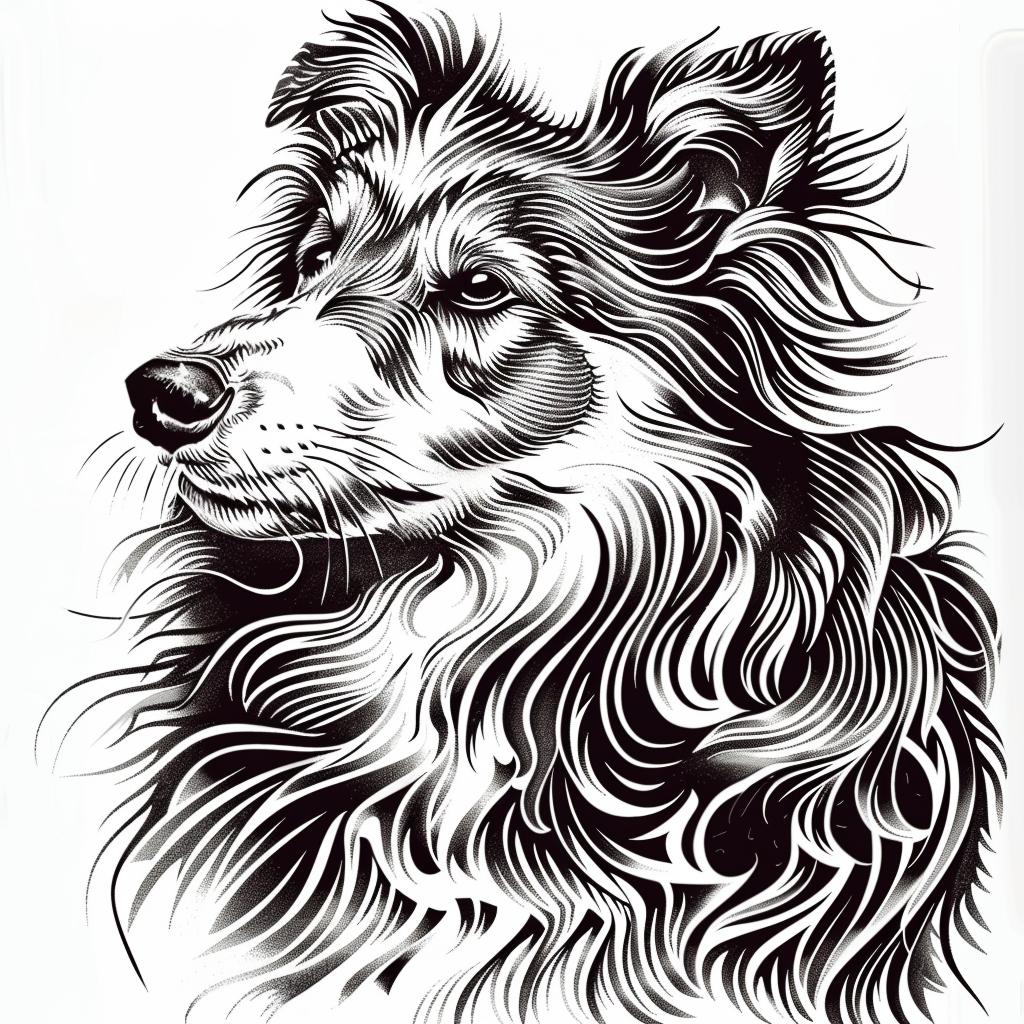 رسم كلب كولي خشن ذو لحية طويلة، رسم توضيحي، عمل فني للكلاب، حيوان أليف 942727