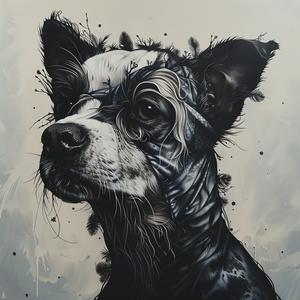 dog  painting  black  white  animal  portrait  stylized  modern  art  canine 1072278