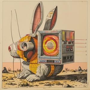rabbit  television  drawing  anthropomorphic  character  chromolithography  fantasy  humor  art  whimsical 1037216