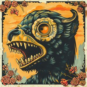 poster  monster  head  roses  chromolithography  colorful  floral  art  graphic  design 1048583