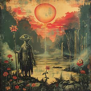 sunset  river  man  landscape  chromolithography  scenic  nature  tranquil  artwork  reflections 1049490