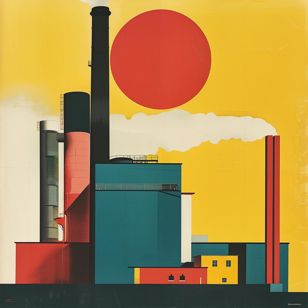 1970s  poster  industrial  design  graphics  brutalist  flat  factory  sun  abstract 922519