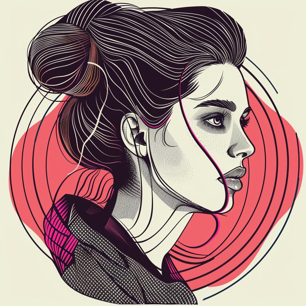 Pop  Art  woman  brunette  bun  beauty  portrait  style  minimalist  vector 936939