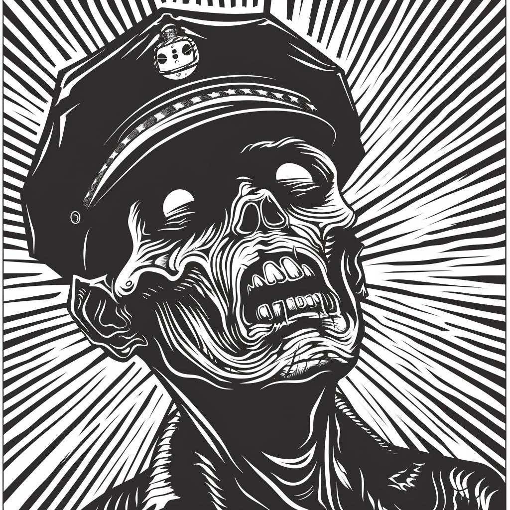 zombie  cop  silhouette  vintage  icon  emblem  police  hat  black  white 951711