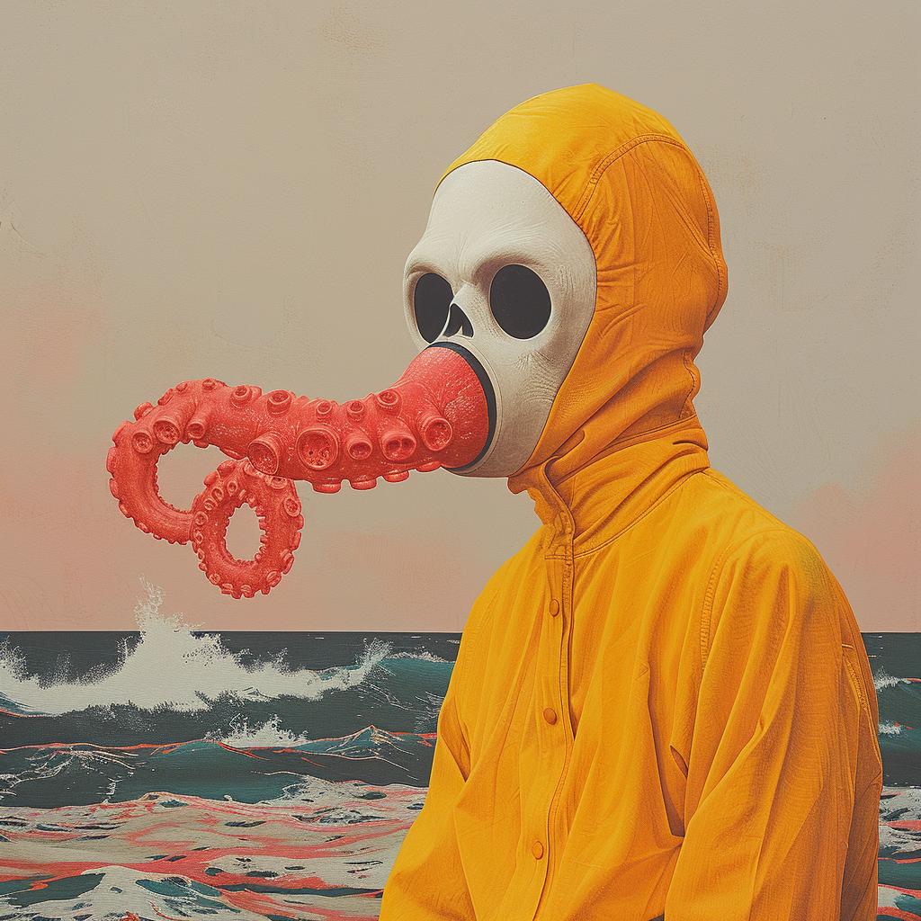 surreal  album  cover  octopus  man  yellow  jacket  creative  Joan  Cornella 1018155