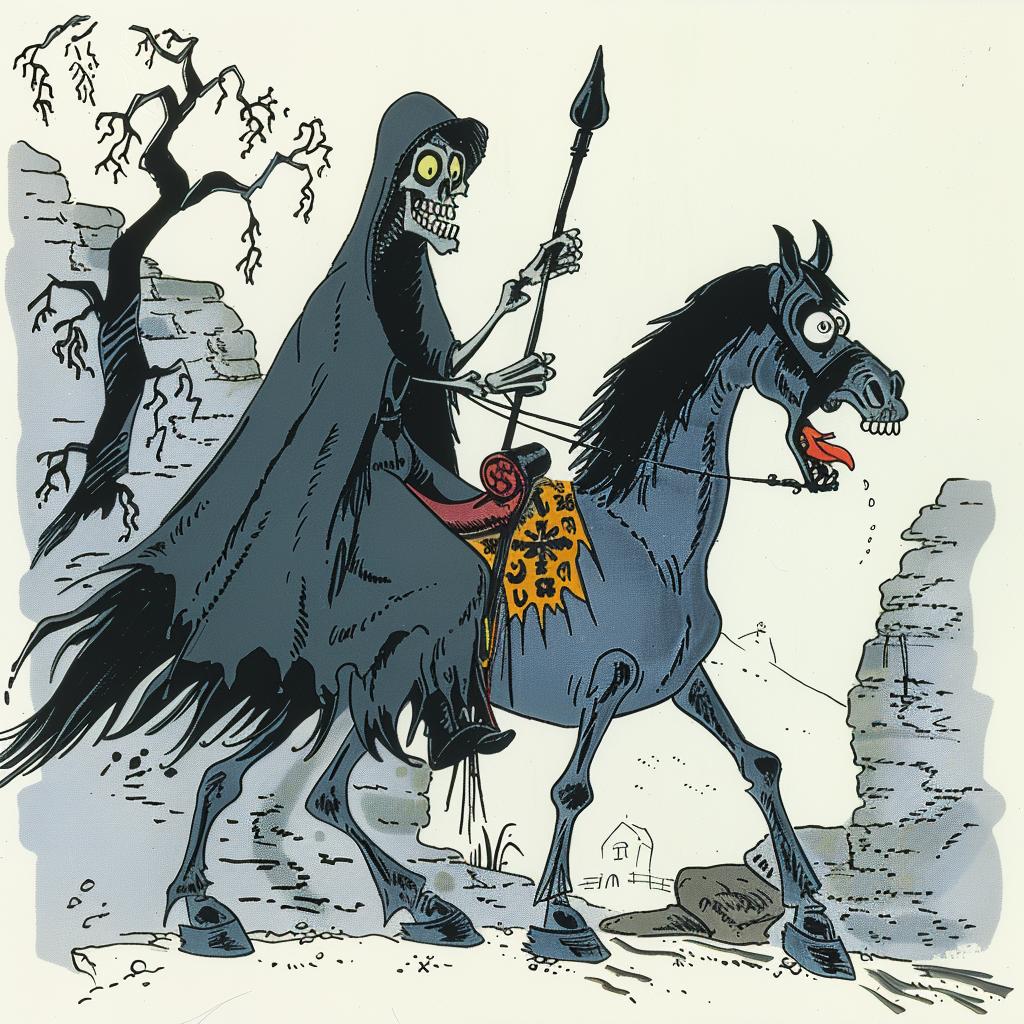 grim  reaper  horseback  production  cel  animation  cartoon  death  dark  skeleton 1027347