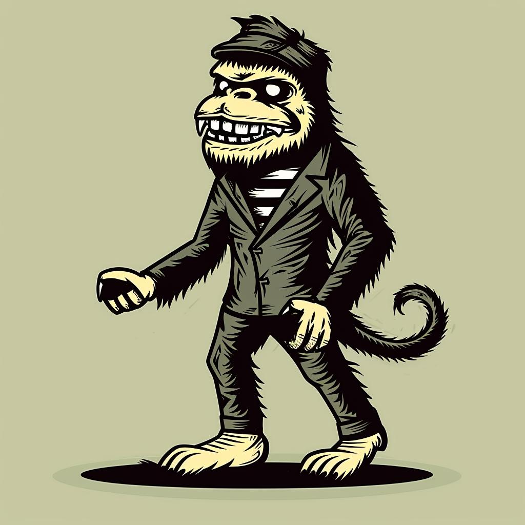monkey  suit  tie  knife  funny  animal  cartoon  edgy  playful  humorous 939830